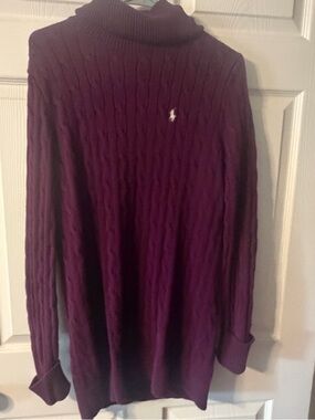 Ralph Lauren Plum Cable-Knit Turtleneck Sweater